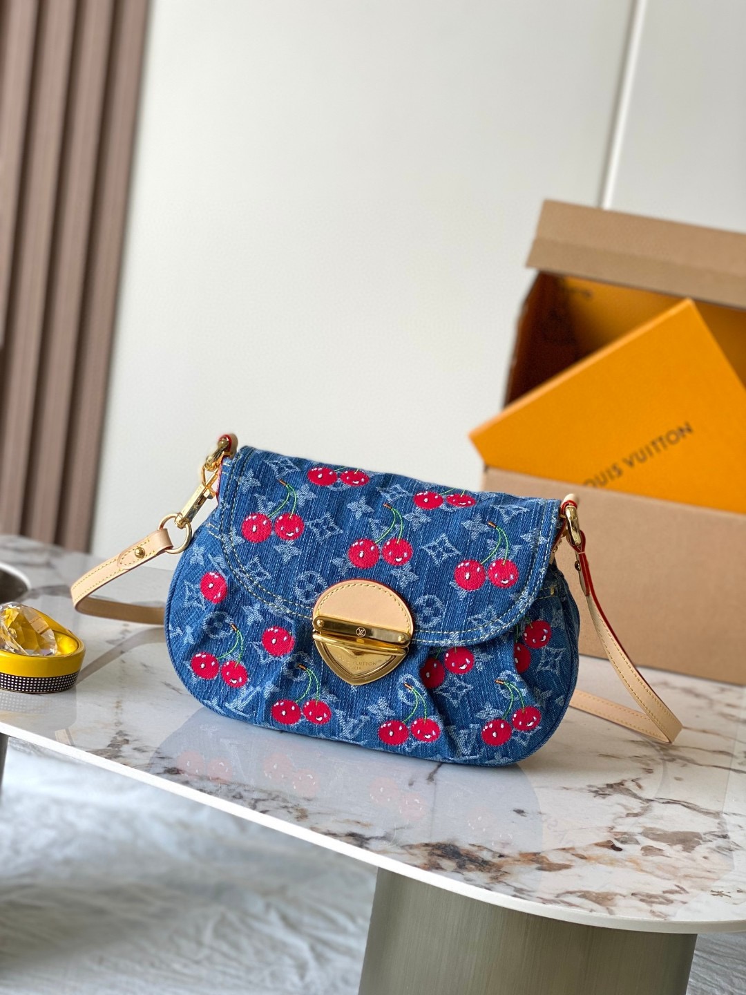 Louis Vuitton LV Denim Monogram Cherry Crossbody Bag