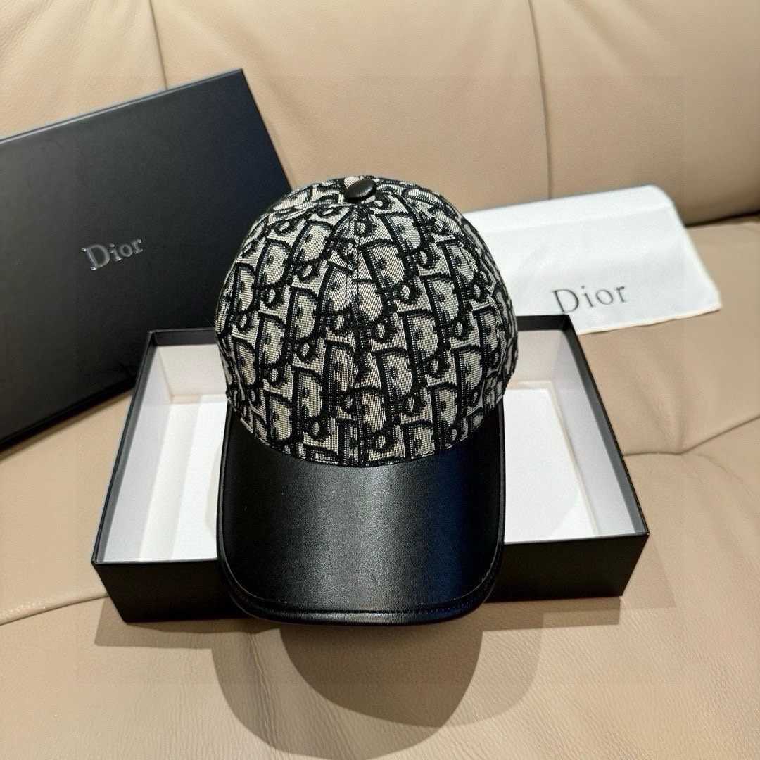 Christian Dior Oblique Jacquard Leather Brim Baseball Cap Hat - KAIROO