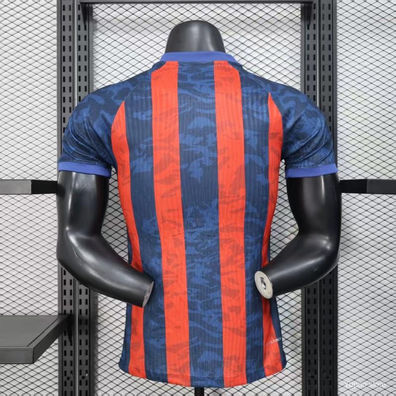 25/26 Barcelona Home Blue Red Stripes Player Version Jersey with Spotify Sponsor