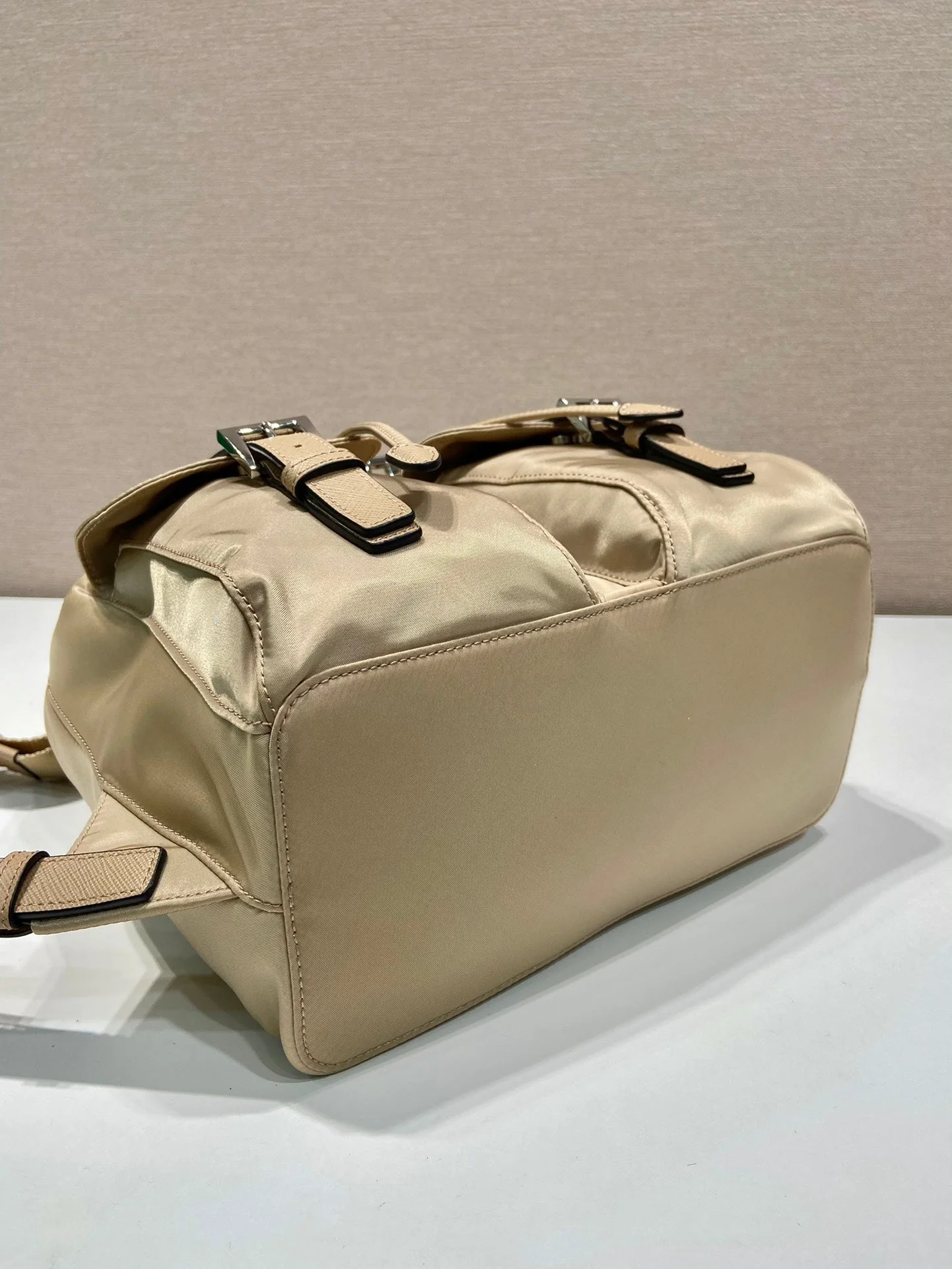 Prada  SMALL BACKPACK 28 IN SHOELACE BEIGE PARACHUTE FABRIC