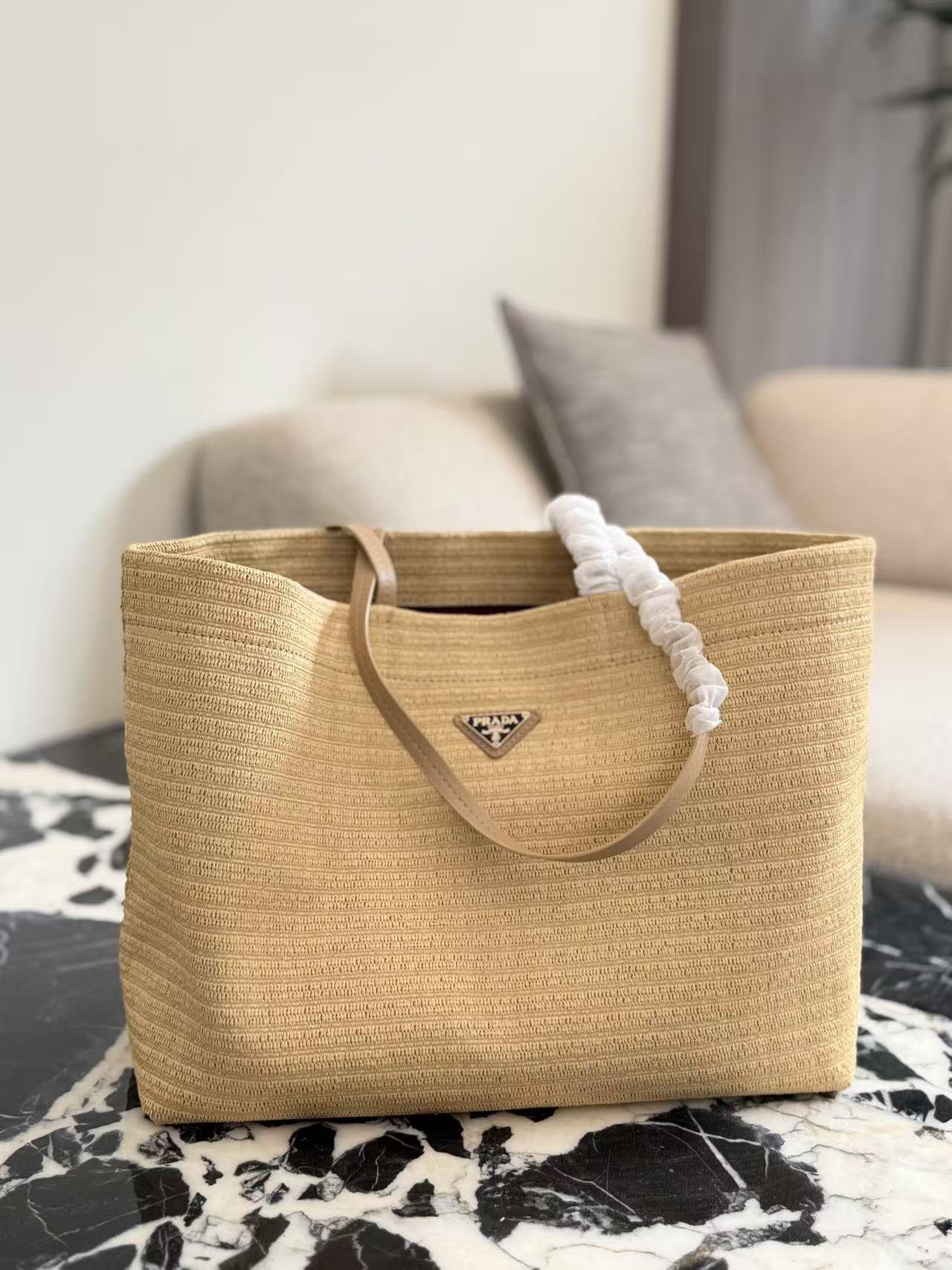 Prada woven bag shopping bag