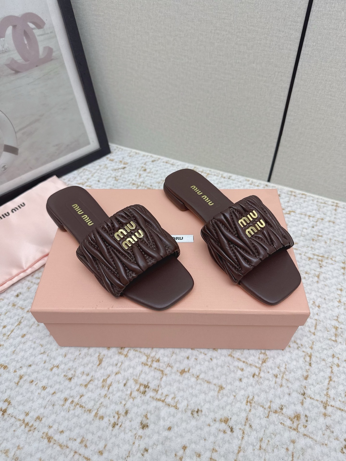 Miu Miu Matelassé Nappa Flat Mule