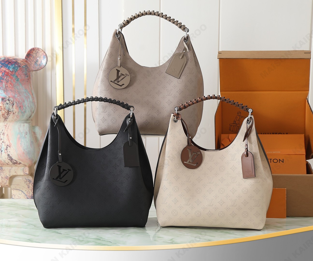 【10A】Louis Vuitton LV Mahina Hobo Moon Goddess Monogram Leather Braided Handle Shoulder Tote Bag - KAIROO