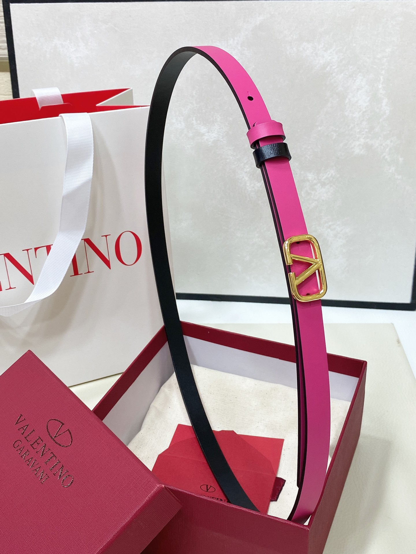 Valentino Mini Reversible Leather Belt 1cm