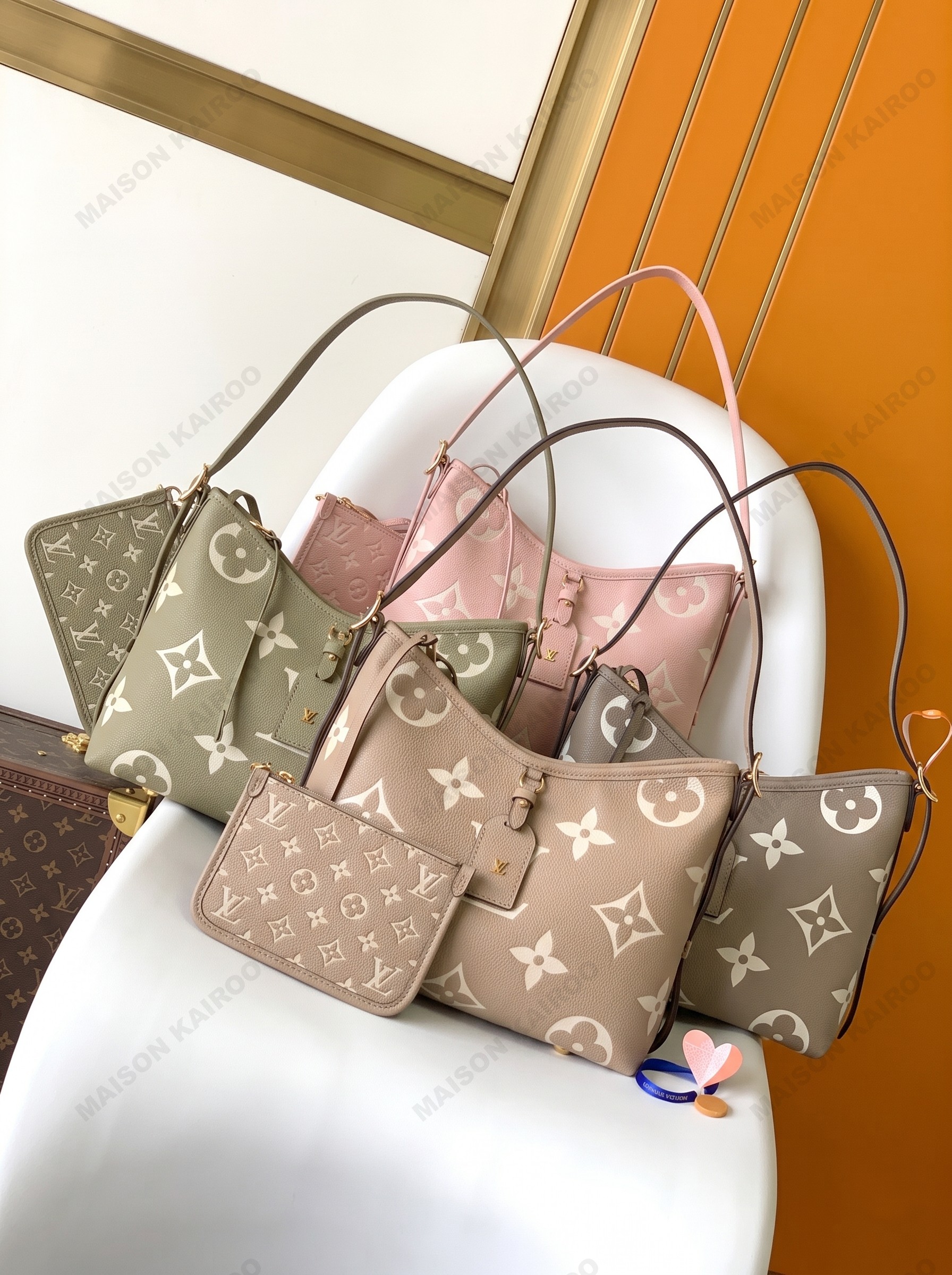 【10A】Louis Vuitton LV Carryall PM Bicolor Monogram Empreinte Leather Hobo Tote Shoulder Bag - KAIROO