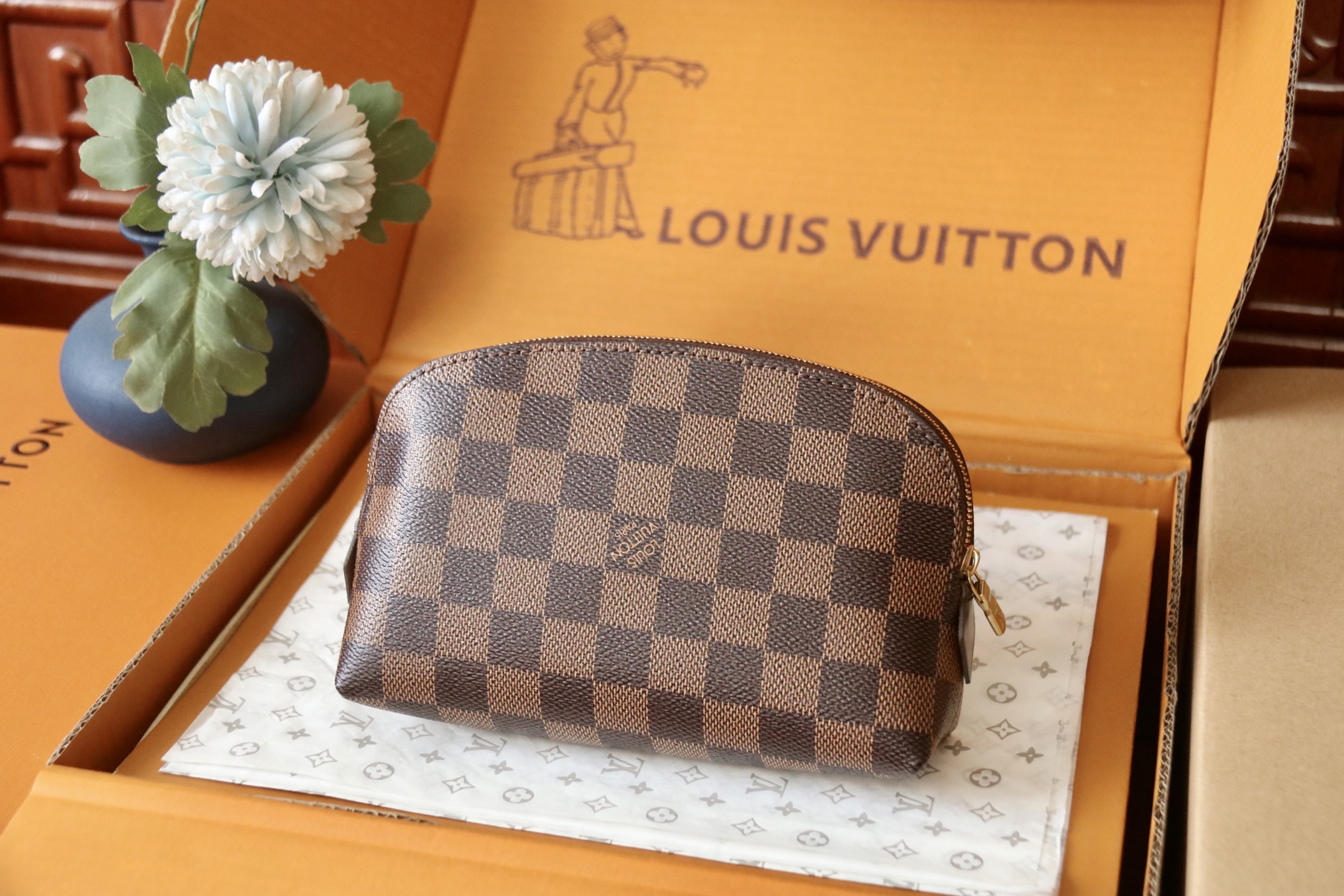N47515 Damier Ebene Pouch PM