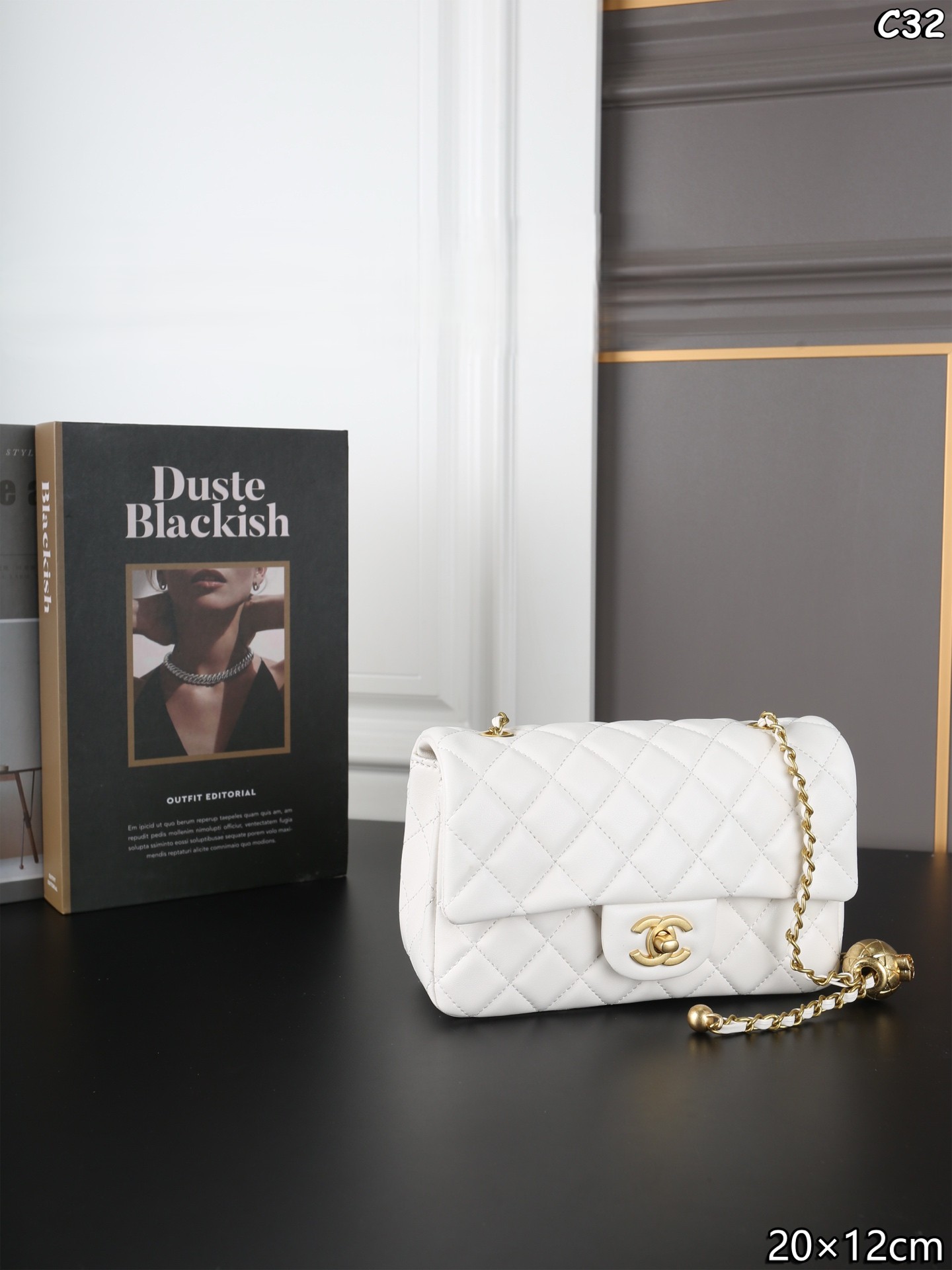 Chanel Mini CF 20CM Gold Ball Pearl Crush Quilted Leather Flap Chain Shoulder Bag - KAIROO