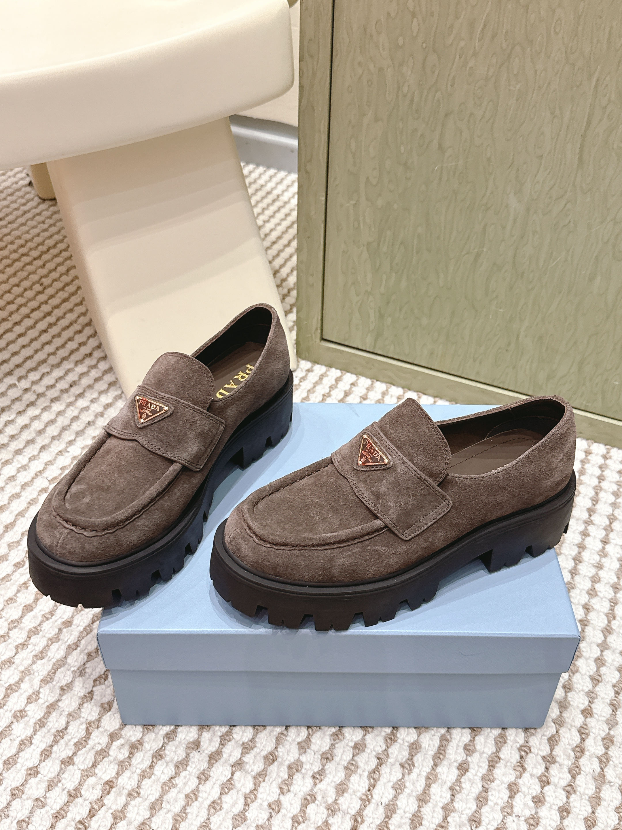 Prada Women's Monolith Suede Loafer