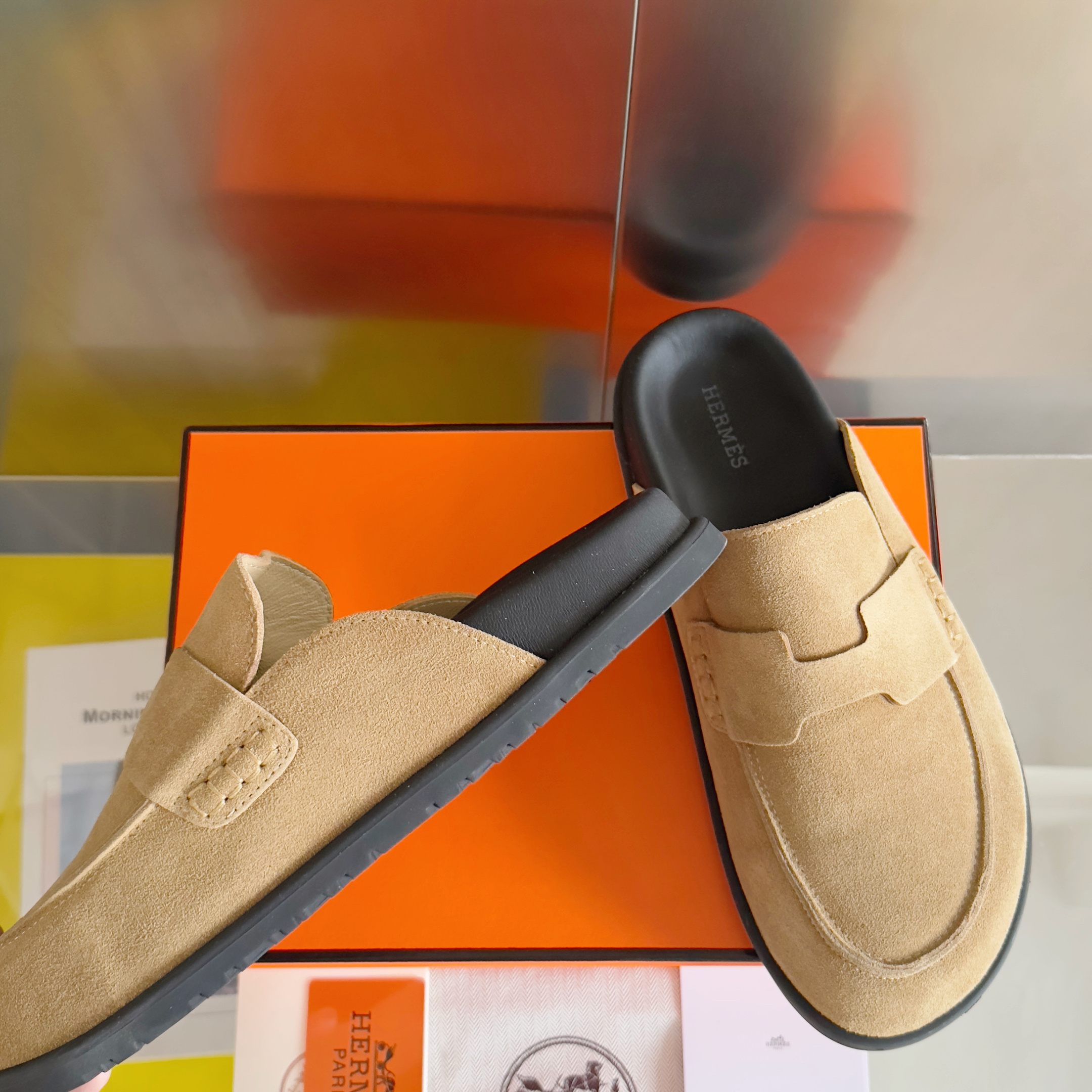 Hermes Unisex Go Suede Mule