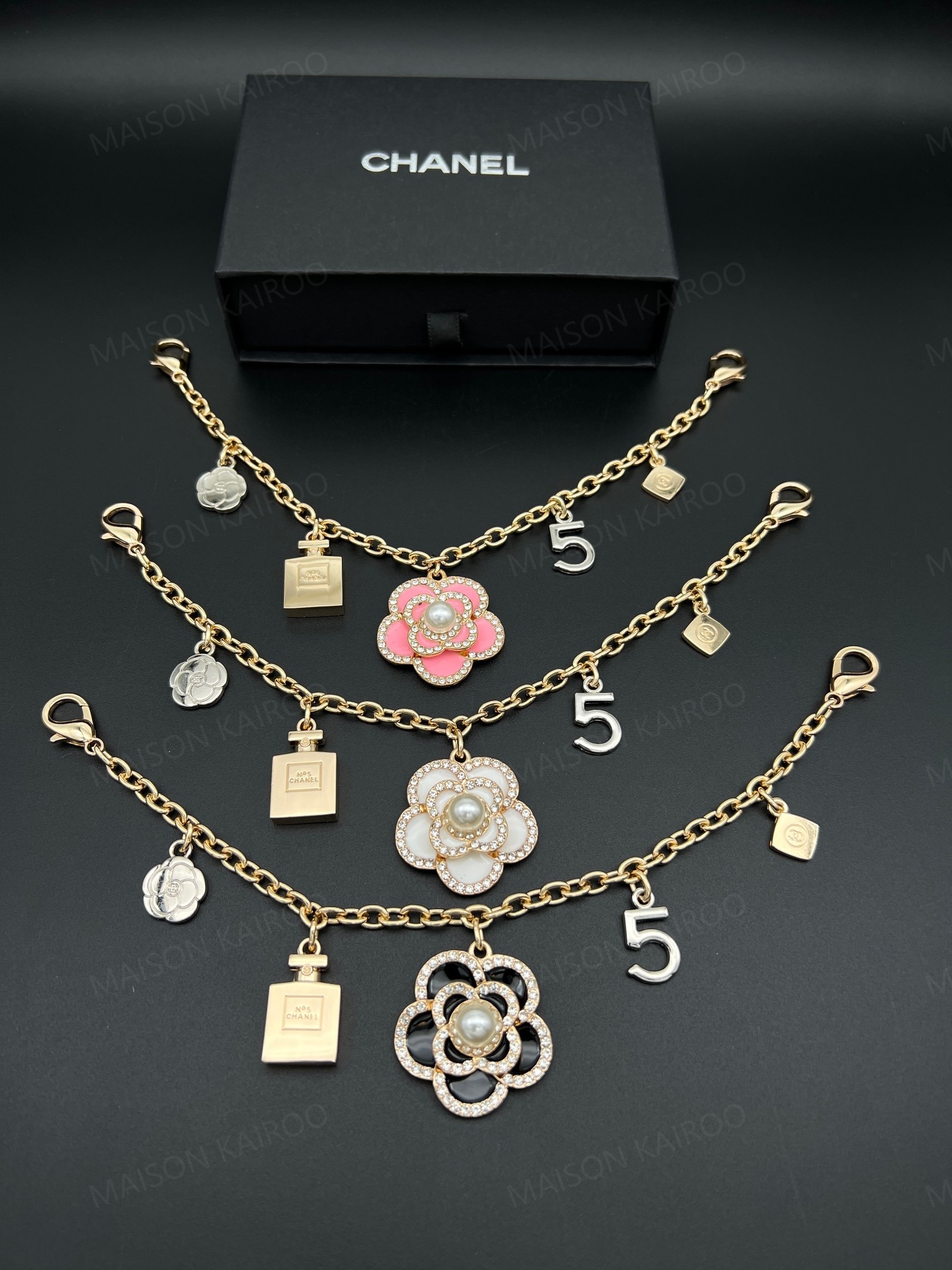 Chanel Multi-Charm Camellia Perfume Bottle Bag Charm - KAIROO
