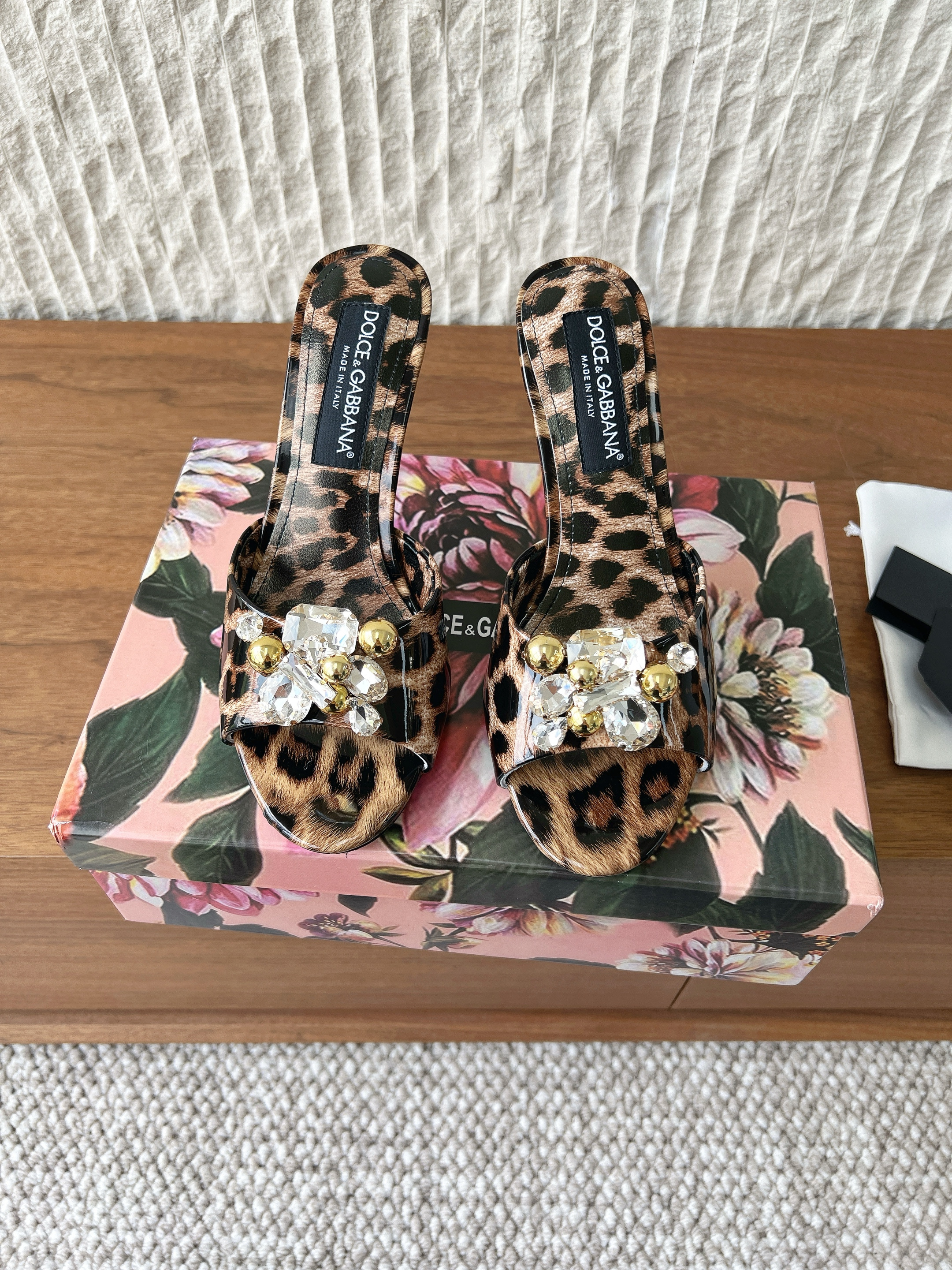 Dolce&Gabbana Crystal Shiny Leather Heeled Slide