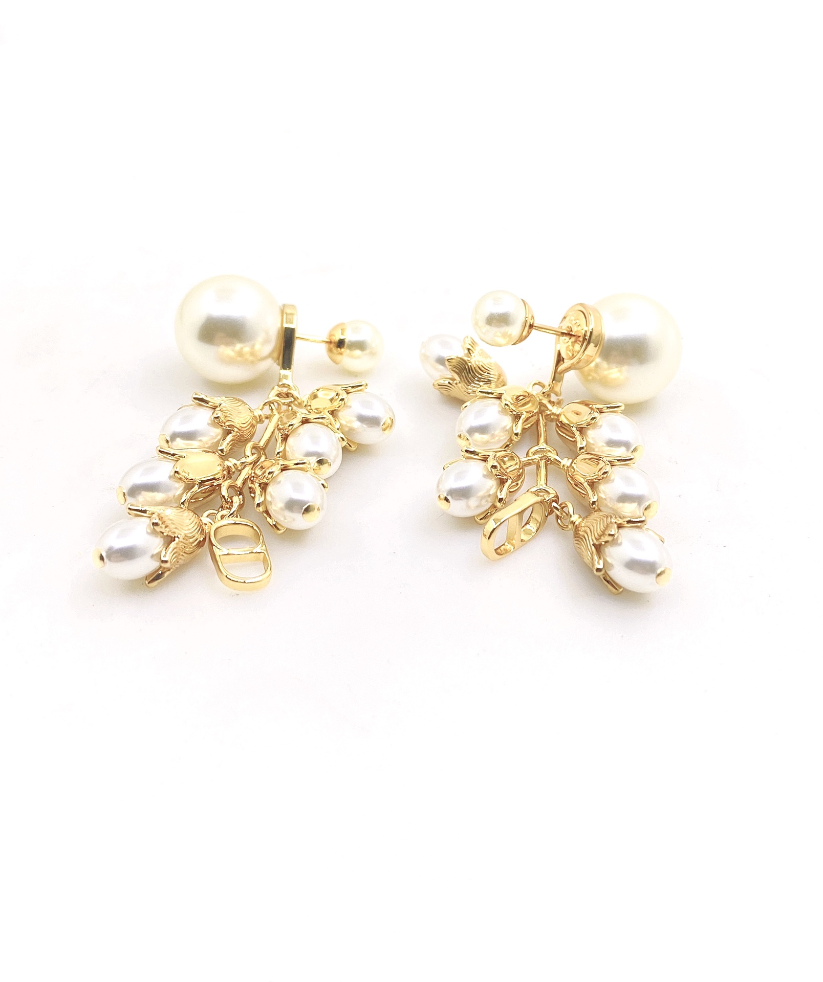 Dior Gold Mixed Pearl Tassel Drop Earrings