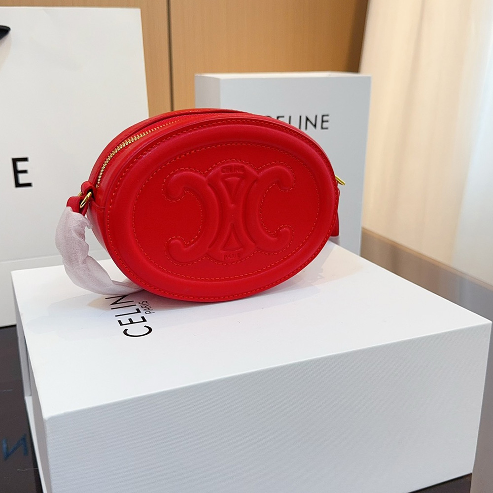 Celine Cuir Triomphe Oval Leather Shoulder Bag Crossbody Bag