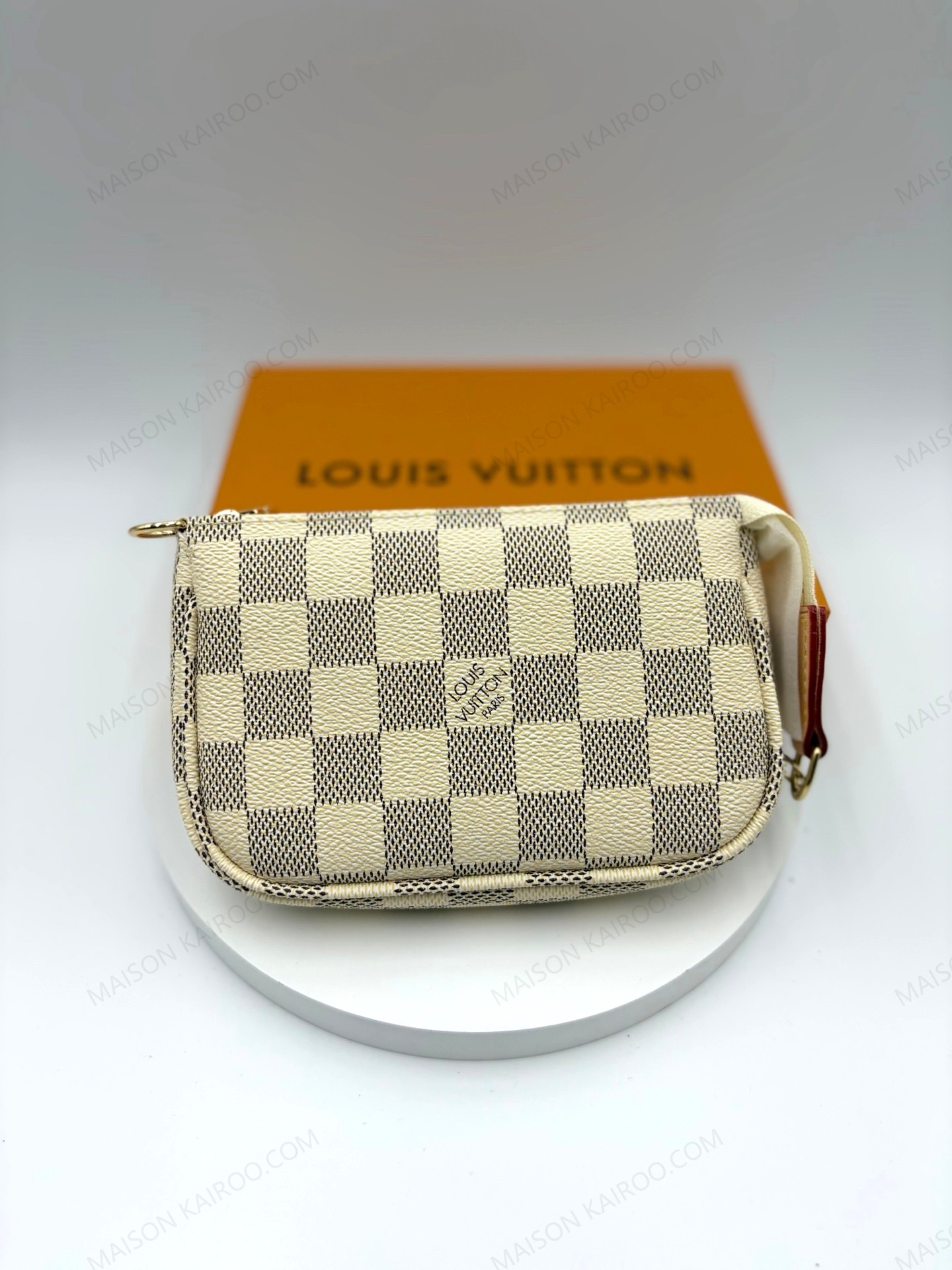 Louis Vuitton LV Mini Pochette Accessoires Damier Azur Canvas Gold Chain Mini Pouch Bag - KAIROO