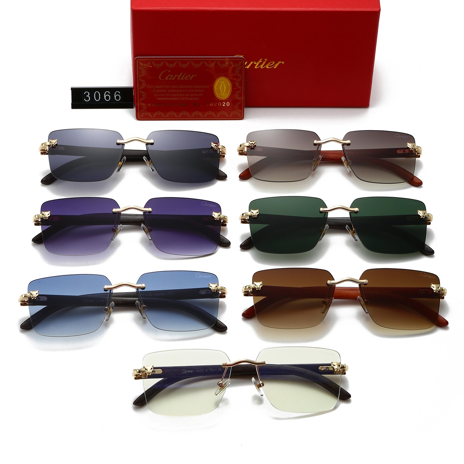 Cartier Metal and Wood Rimless Sunglasses Top quality - KAIROO