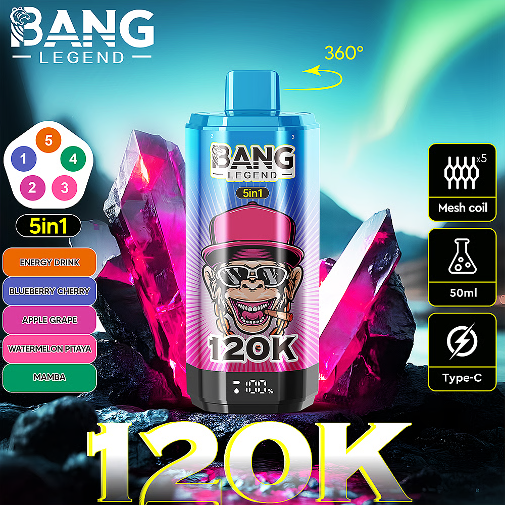 Bang Legend 120K Disposable Vape 5-in-1 Flavor (5%, 120000 Puffs)