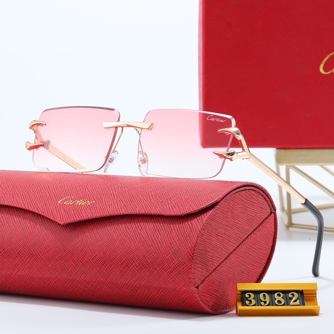 Cartier Metal Rimless Rectangular Sunglasses Top quality - KAIROO