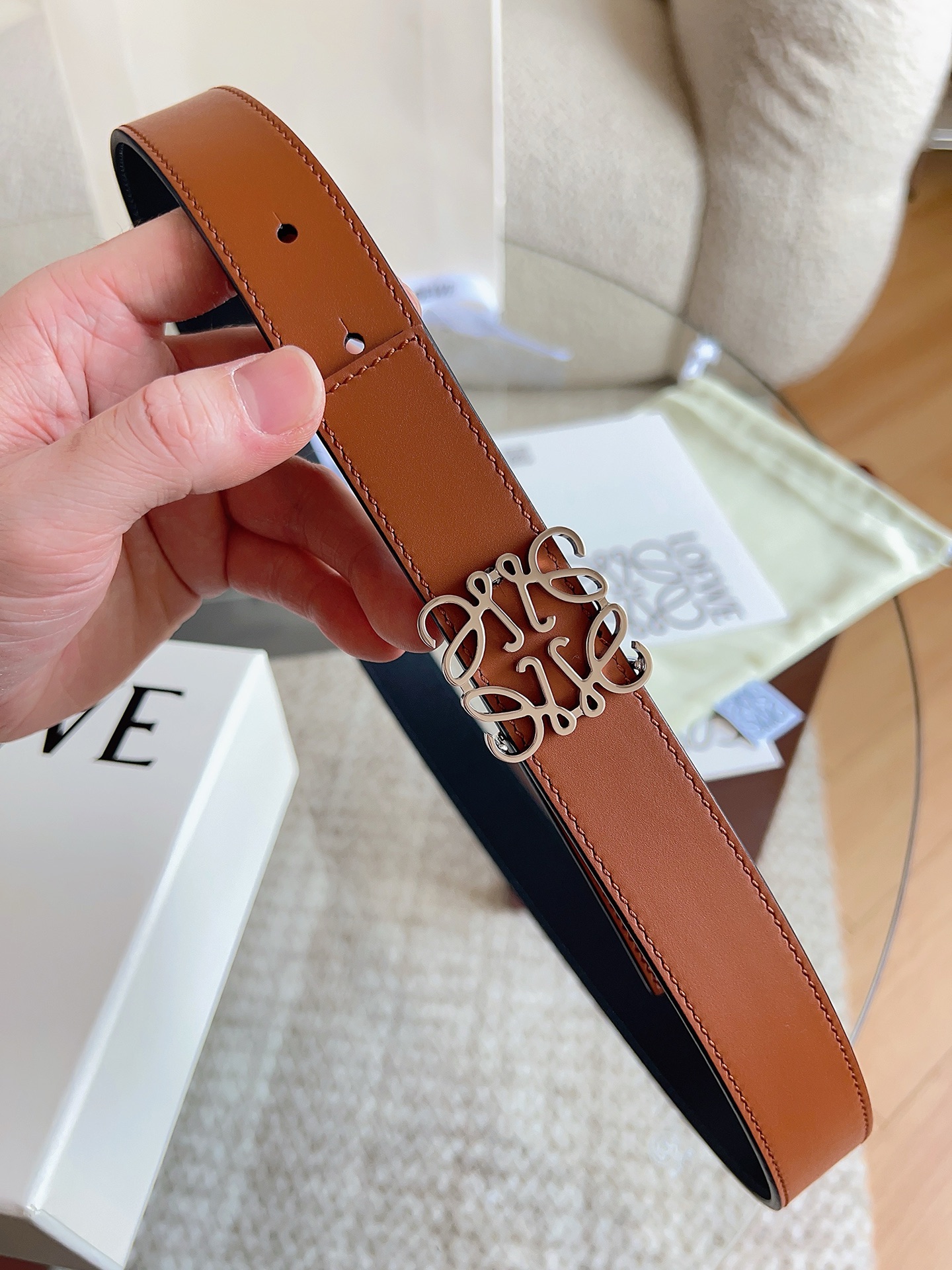 Loewe Anagram Reversible Leather Belt 2.8cm