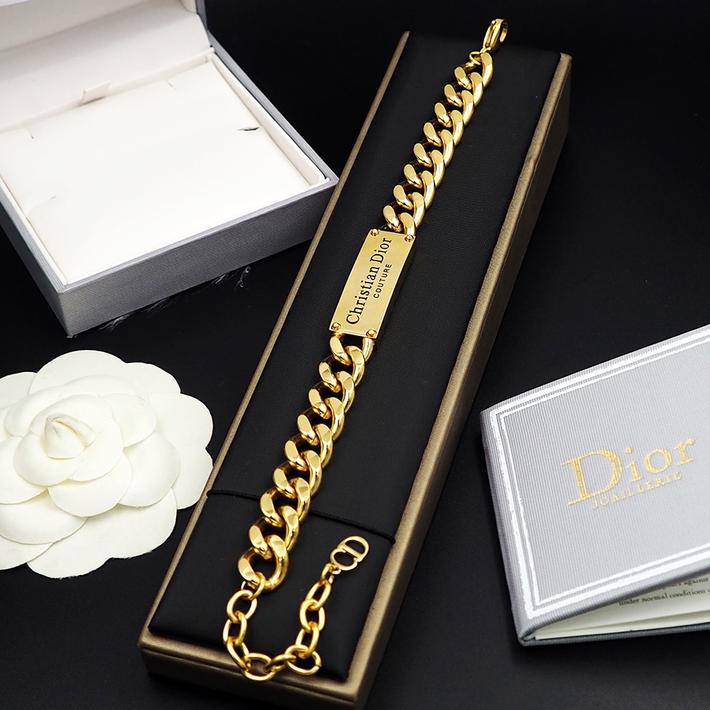 Dior Unisex  Gold CD Initial Bracelet