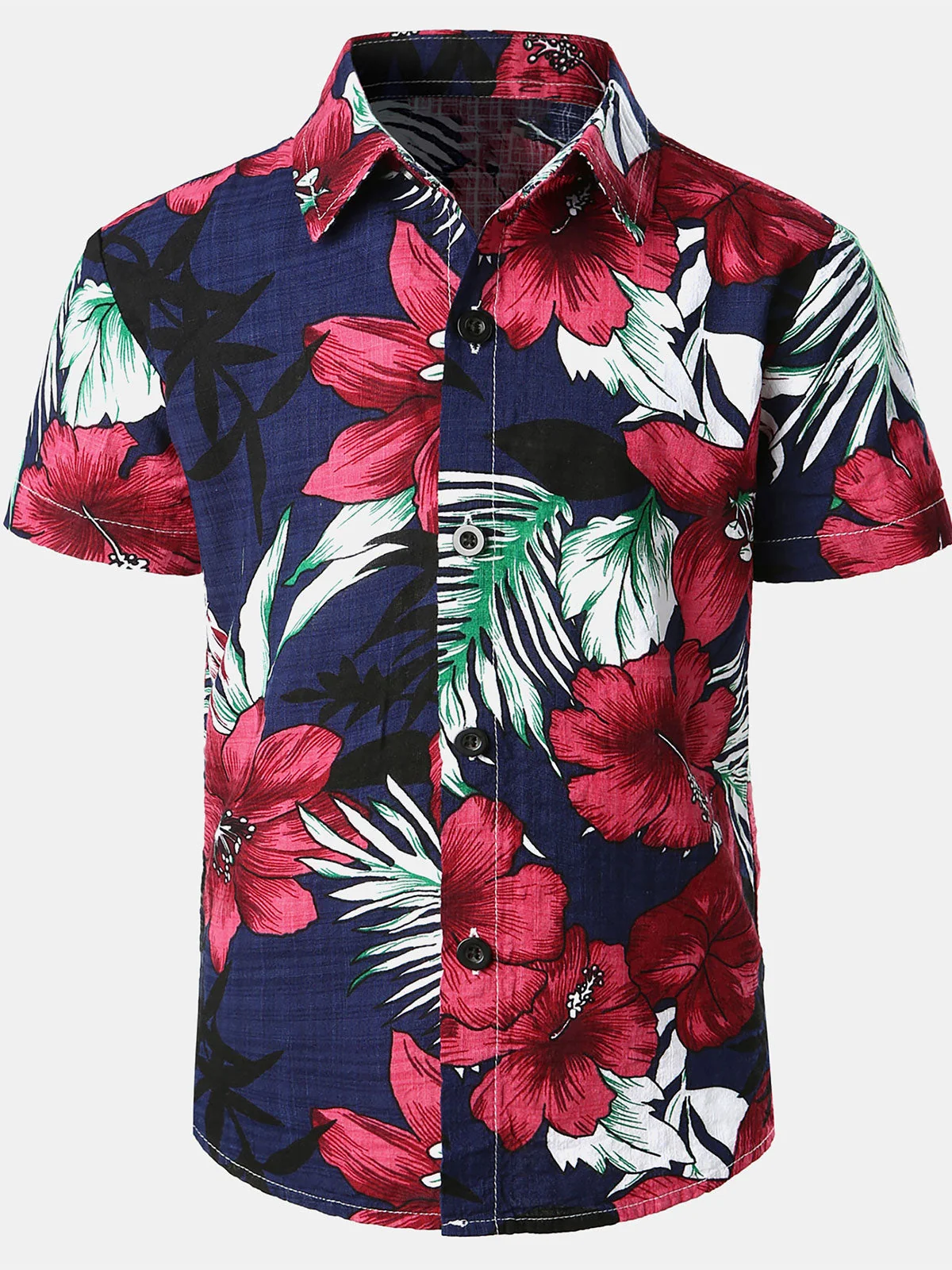 Kids' Tropical Floral Hawaiian Aloha Vacation Beach Summer Short Sleeve Shirt