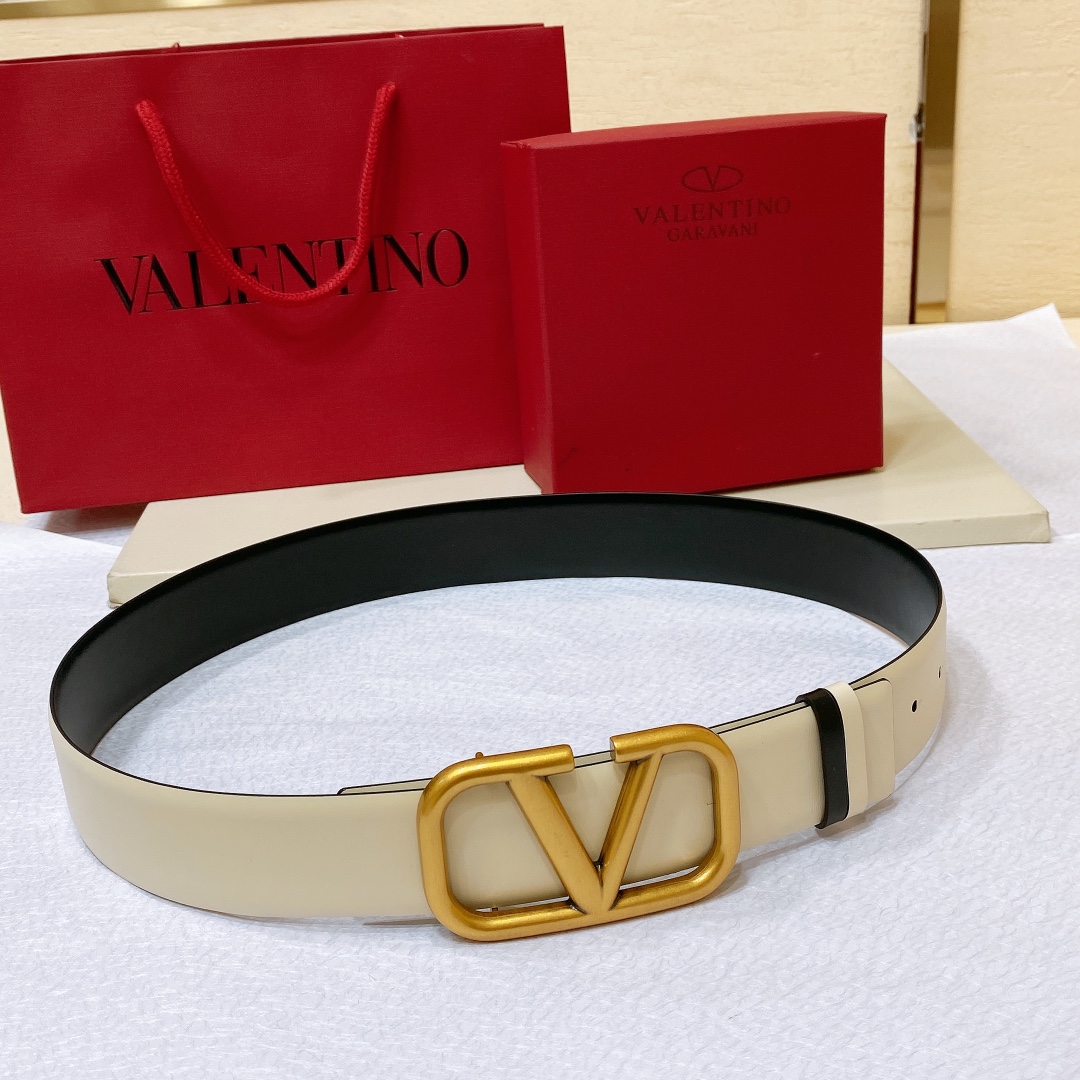 Valentino Reversible Wide Leather Belt 4cm