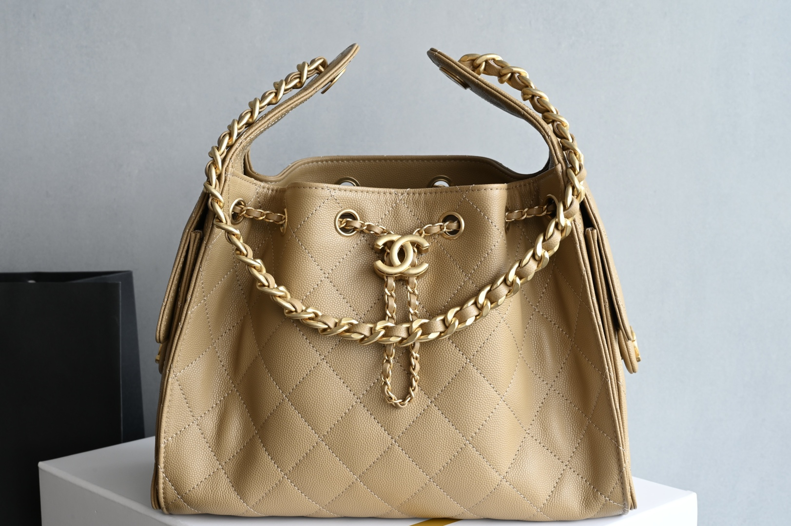 Chanel 25 Small Hobo Bag in Deep Beige AS5293