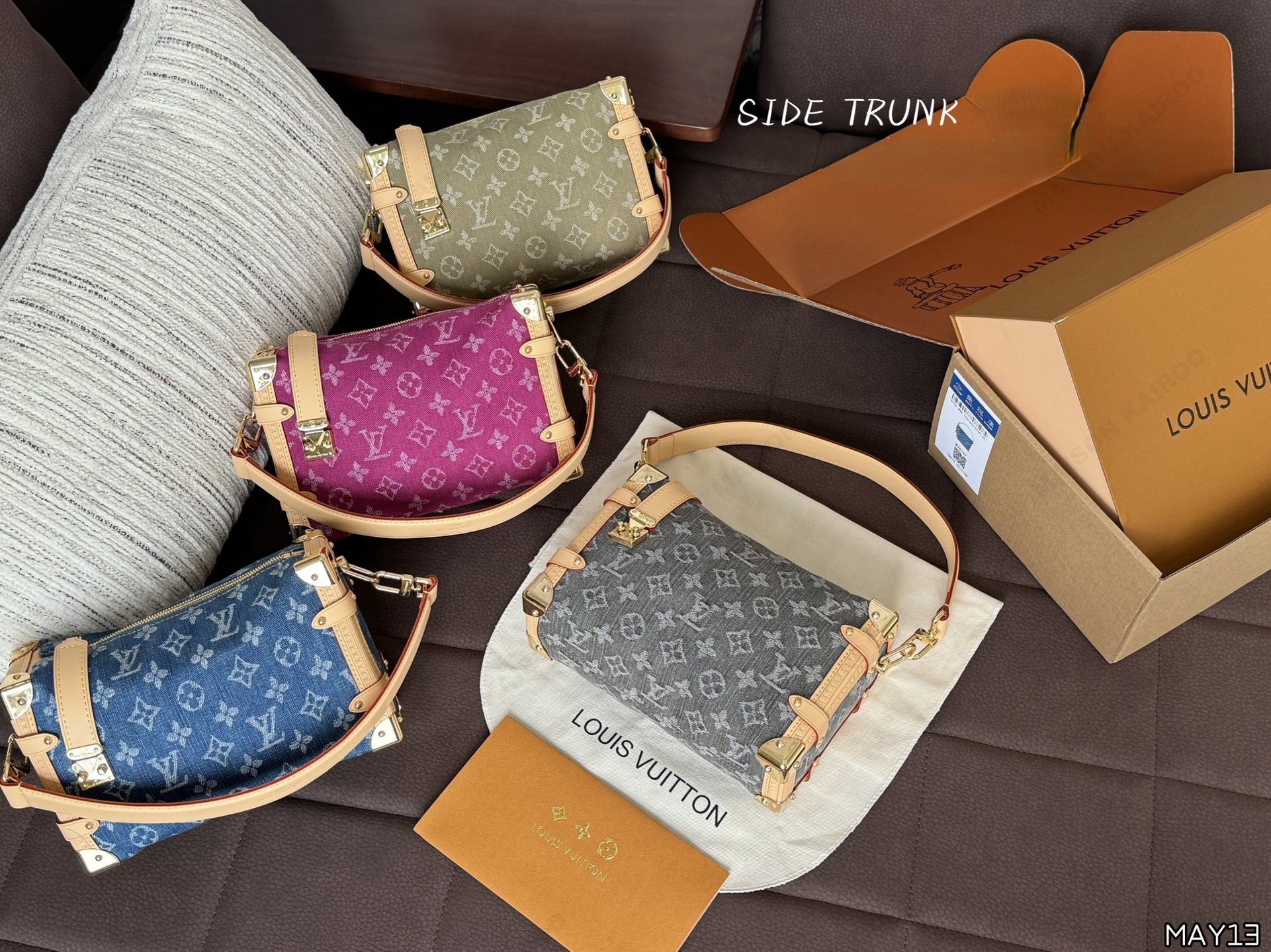 Louis Vuitton LV Side Trunk MM Monogram Jacquard Denim S-Lock Soft Shoulder Bag - KAIROO