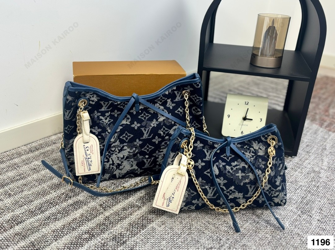 Louis Vuitton LV Carryall BB&PM Monogram Jacquard Denim Canvas /Floral Shoulder Tote Bag - KAIROO