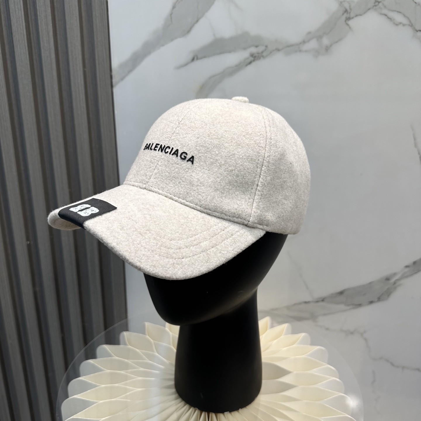 Balenciaga Logo Embroidered BB Tag Wool Flannel Soft Touch Cap Felt Hat - KAIROO