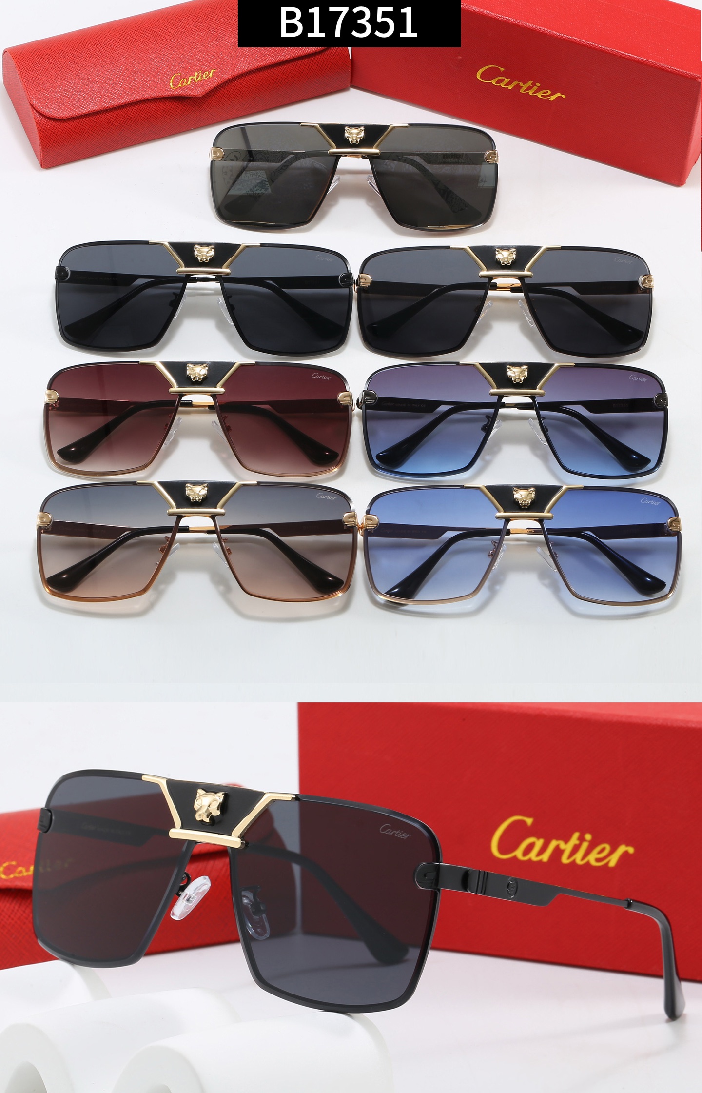 Cartier Metal Rimless Rectangular Sunglasses Top quality - KAIROO