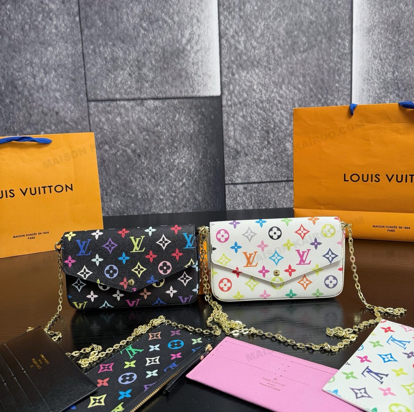 Louis Vuitton LV x TM Felicie Pochette 3-in-1 Monogram Multicolor Canvas Chain Envelope Shoulder Bag - KAIROO