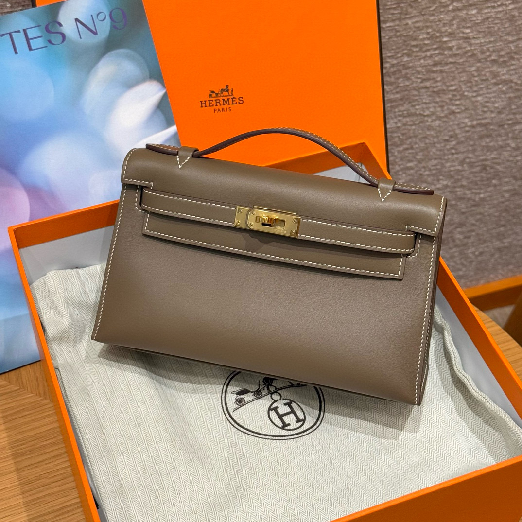Hermes Etoupe Swift Kelly Pochette