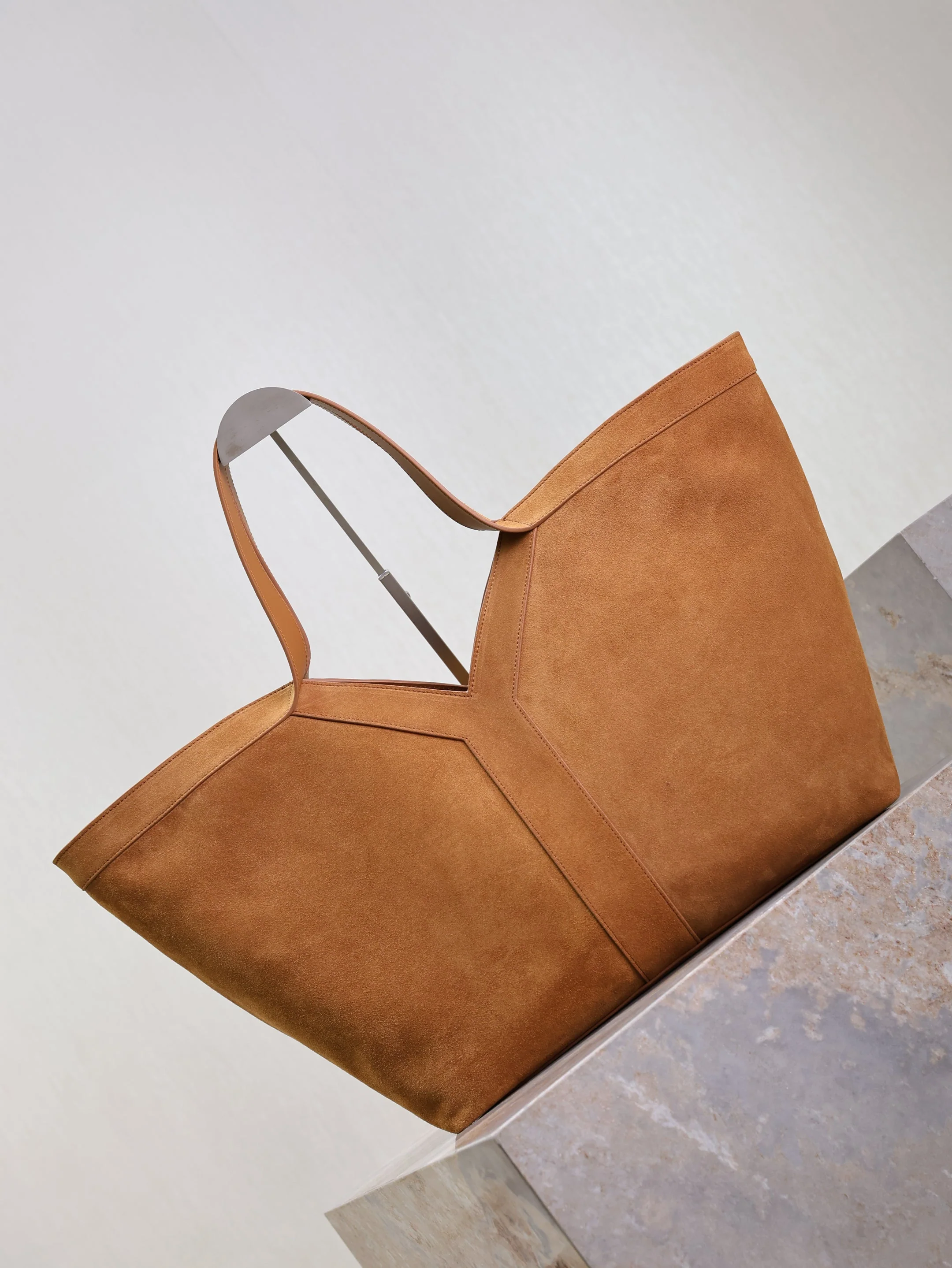 Saint Laurent YSL Tote Bag Brown Suede