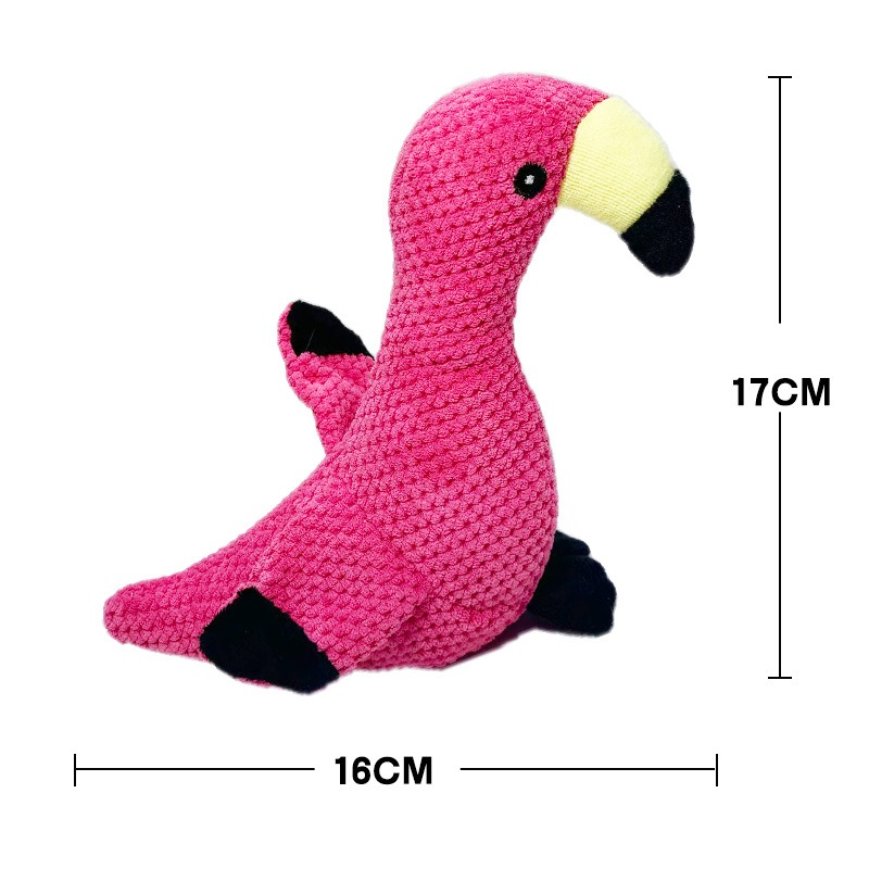 Colorful Plush Squeaky Dog Toy Teeth Cleaning Teeth Grinding Flamingo & Geese & Parrot & Duck & Cormorant
