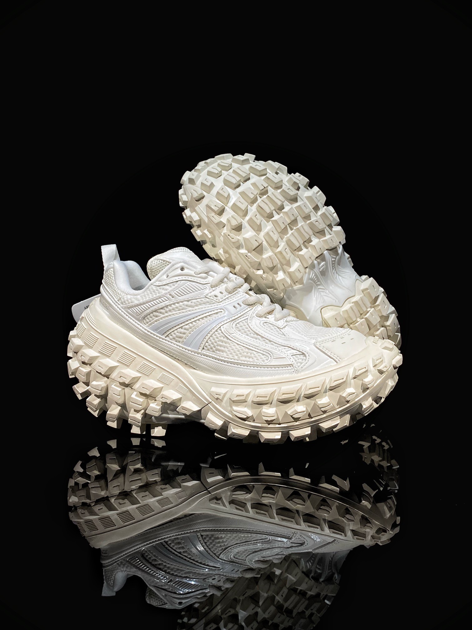 Balenciaga Bouncer Defender White Mesh Nylon Rounded Chunky Tire Sole Sneakers /10A - KAIROO