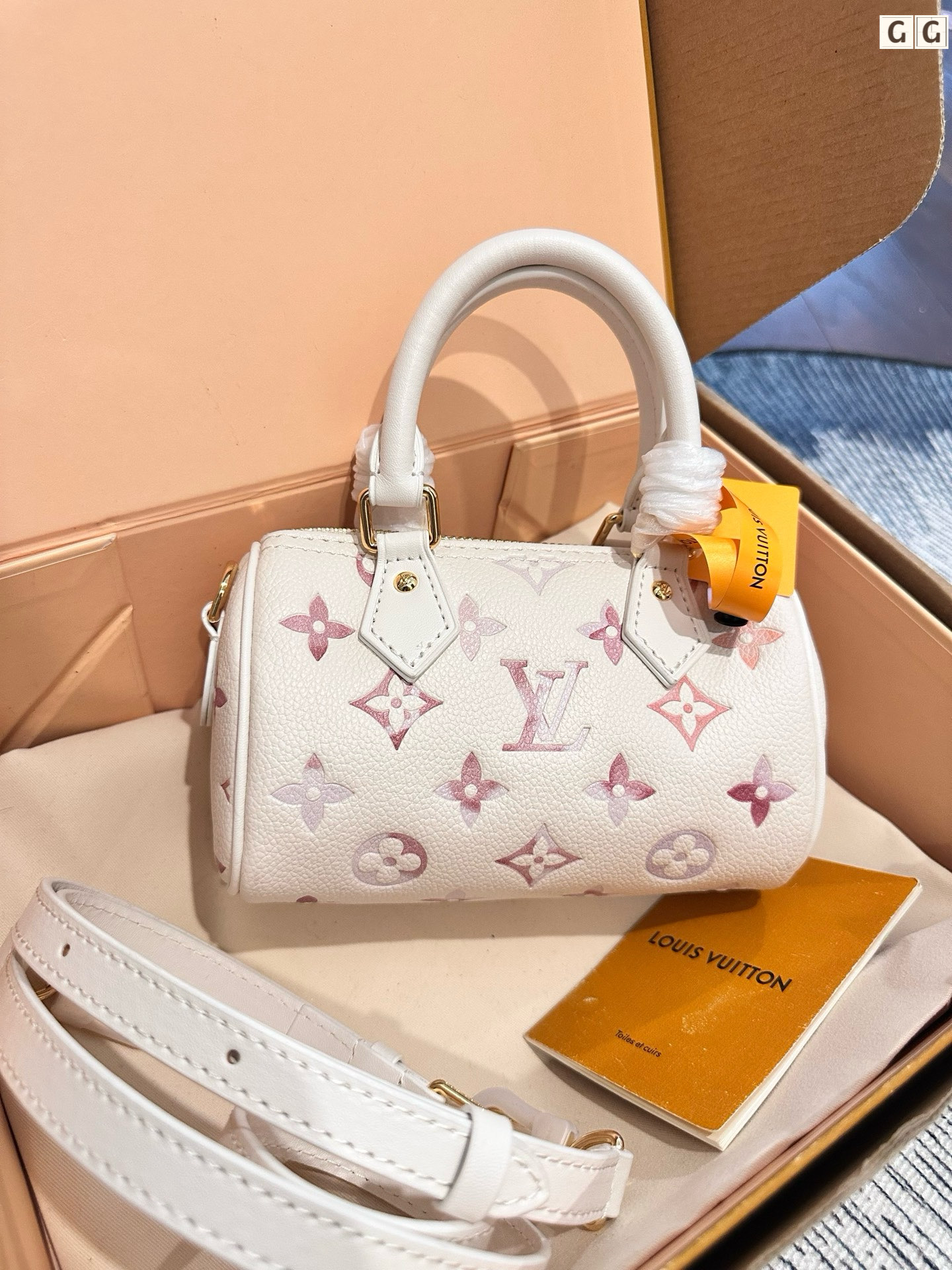 Louis Vuitton LV Speedy Nano 16 Fuchsia Blur Gradient Watercolor Leather Boston Top Handle Bag - KAIROO