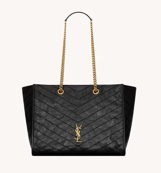 Saint Laurent Black Vintage Leather Niki Shopping Bag