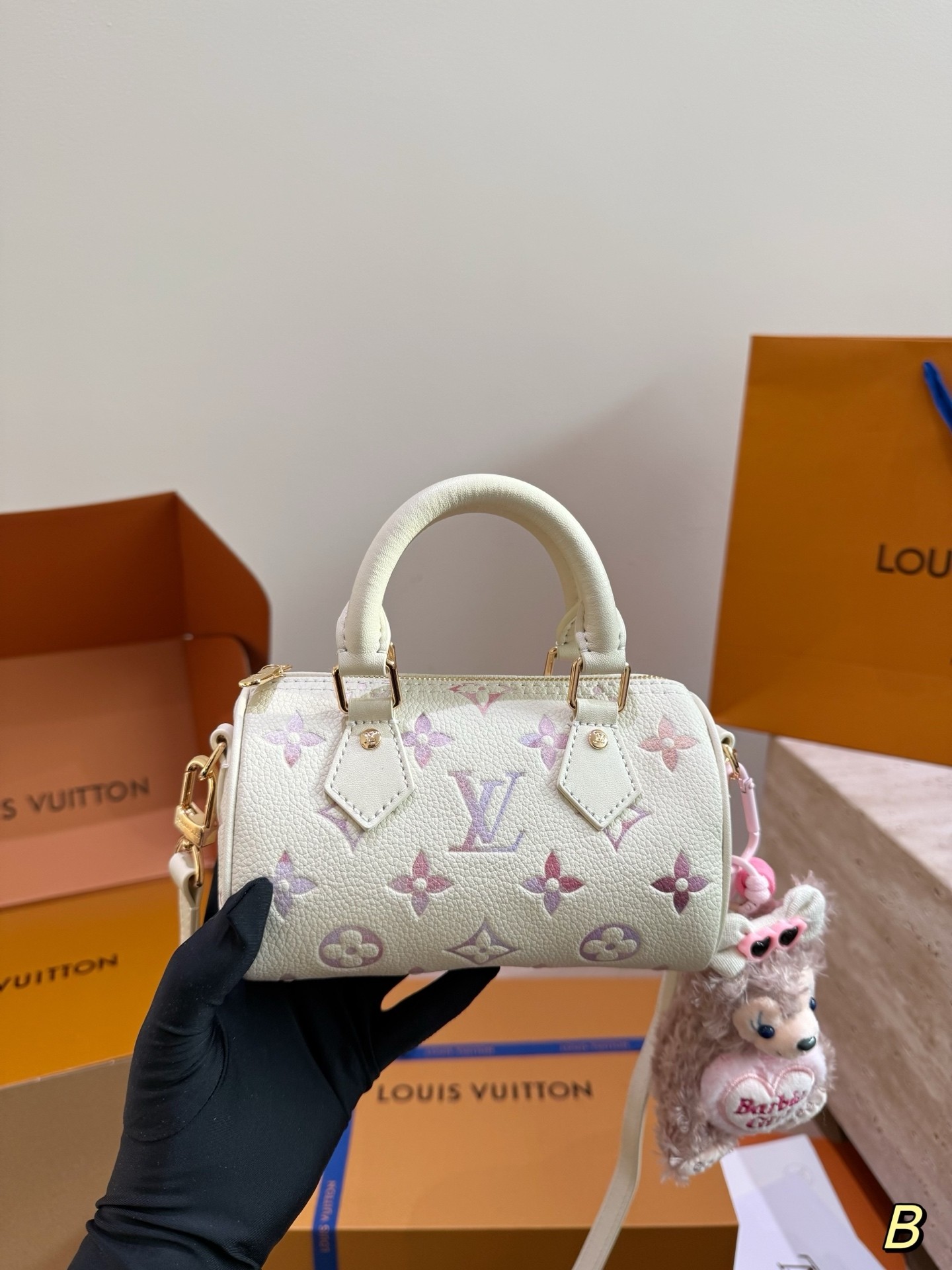 Louis Vuitton LV Speedy Nano 16 Lavender Monogram Gradient Watercolor Leather Boston Top Handle Bag - KAIROO