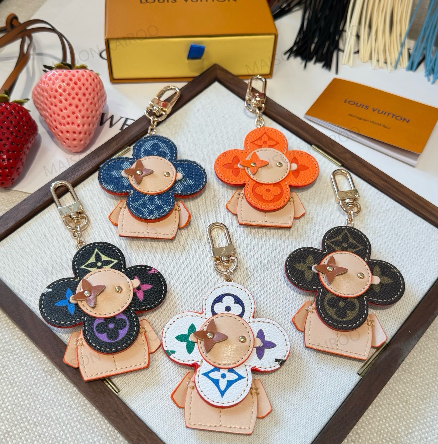 Louis Vuitton LV Vivienne Mixed Leather Mascot Bag Charm Keychain - KAIROO