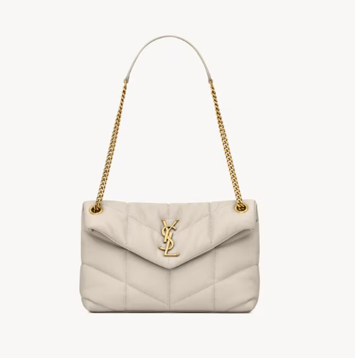 Saint Laurent Cream white Lambskin Small Puffer Bag