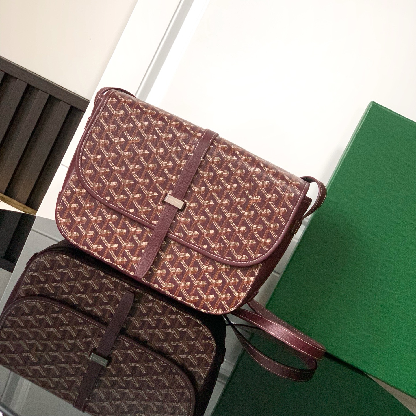 Goyard Belvedere MM Bag in Burgundy