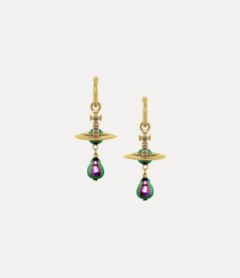 2026 New Gold-Tone Celestial Drop Earrings, Iridescent Purple-Green Bead Accent, Glam Statement Jewelry for Party & Holiday