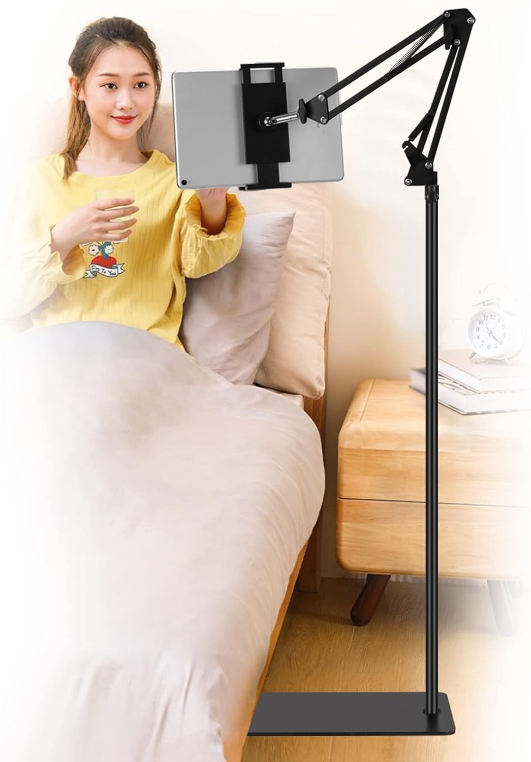 Tablet Floor Stand, Adjustable Universal 360-degree Rotatable Metal Tablet Holder, Phone Stand for iPad/iPhoneX/iPad Pro or Other 4.7~12.9 Inch-Screen Devices (Black)