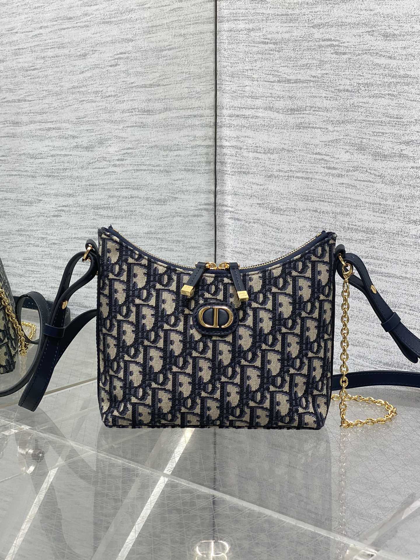 Christian Dior Mini Shoulder Bag in Blue Oblique canvas