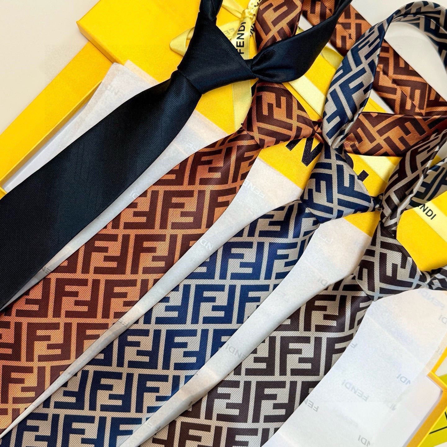 Fendi Classic FF Monogram Jacquard Silk Tie - Essential Business Elite Accessory - KAIROO