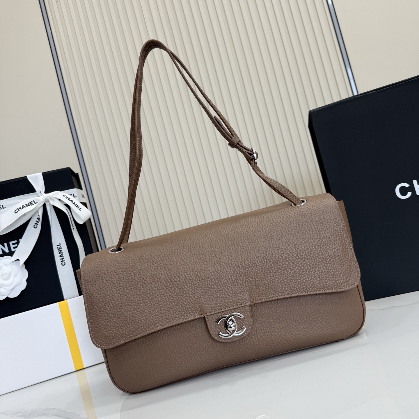CHANEL Spring Summer 2026  Maxi Flap bag in Light Brown AS6231