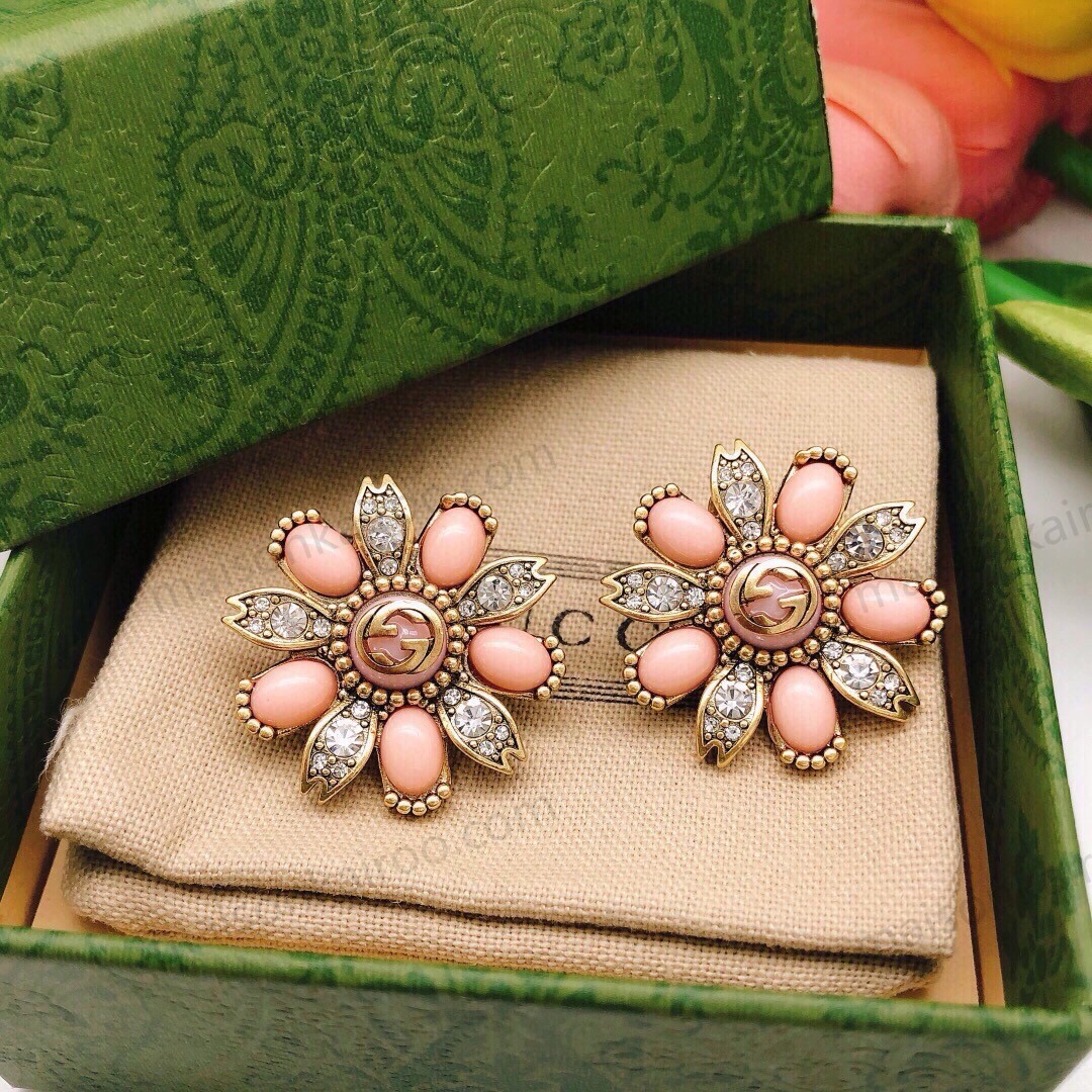 Gucci Pink Flower Stud Earrings - KAIROO