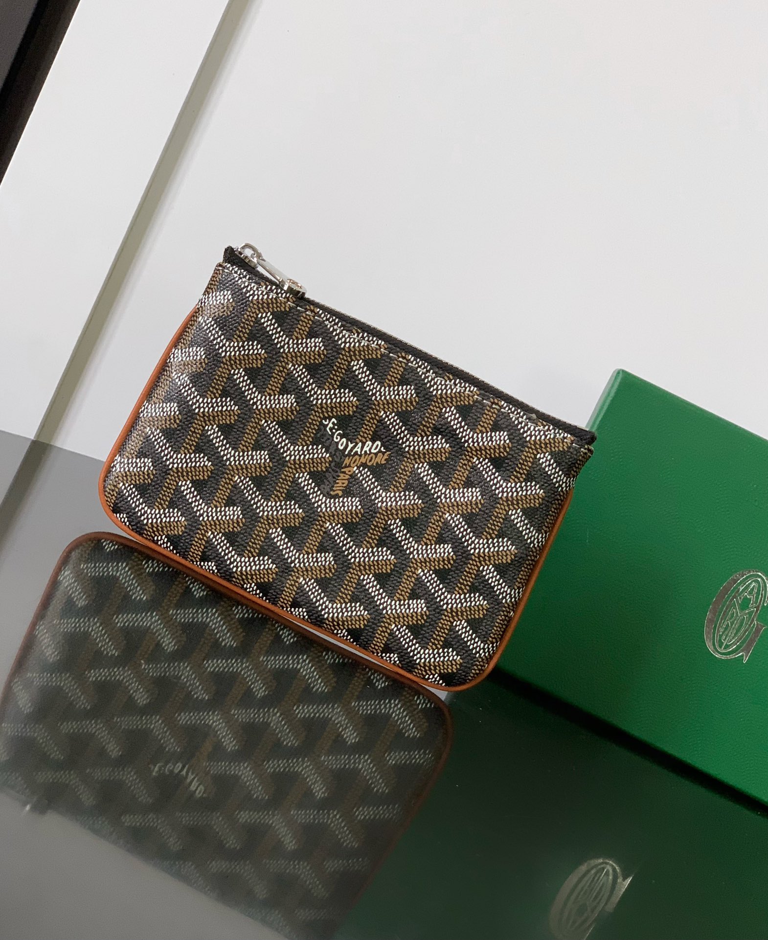 Goyard Sénat Mini Pouch in Black/Tan