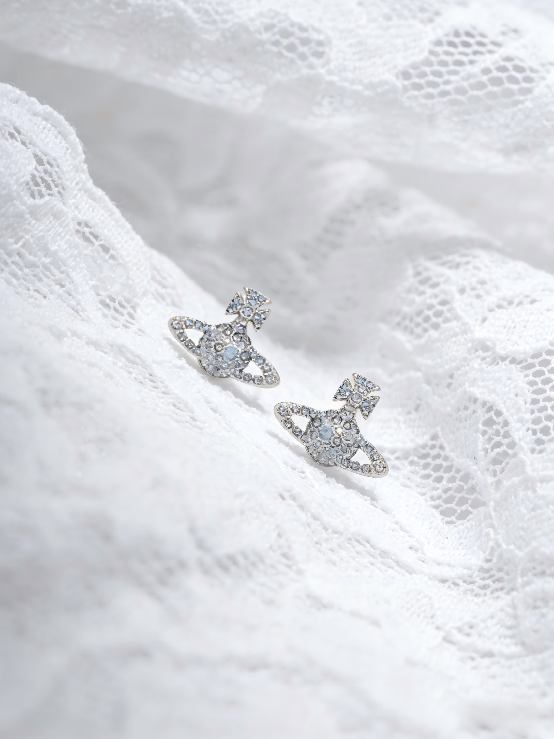 2026 New Silver-Tone Crystal Orb Stud Earrings, Dainty Saturn Design, Luxury Jewelry for Daily Wear