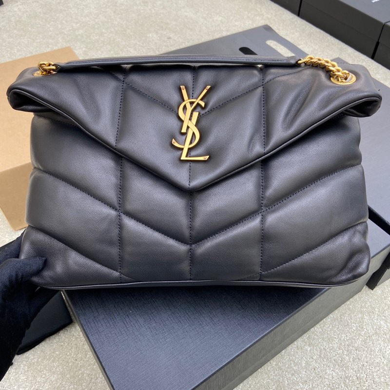 Saint Black Lambskin Medium Puffer Bag 577475